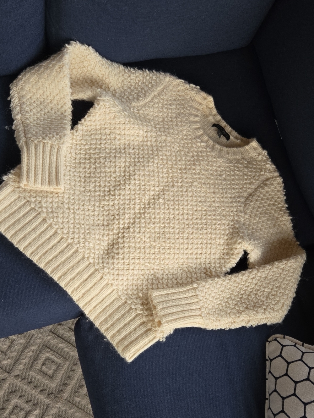 Banana Republic Made of Italian Yarn Wool Alpaca Crewneck Textured Knit Sweater - Picture 11 of 12